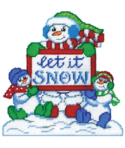 Let It Snow Plastic Canvas Wall Hanging