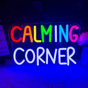 Vibrant Colorful Neon Wall Decor — USB Powered "Calming Corner" Text Light Strip — Ideal for Cafés and Home Room Decoration