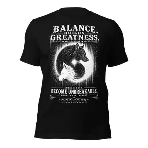 Balance Builds Greatness, Wolves, Black T-Shirt