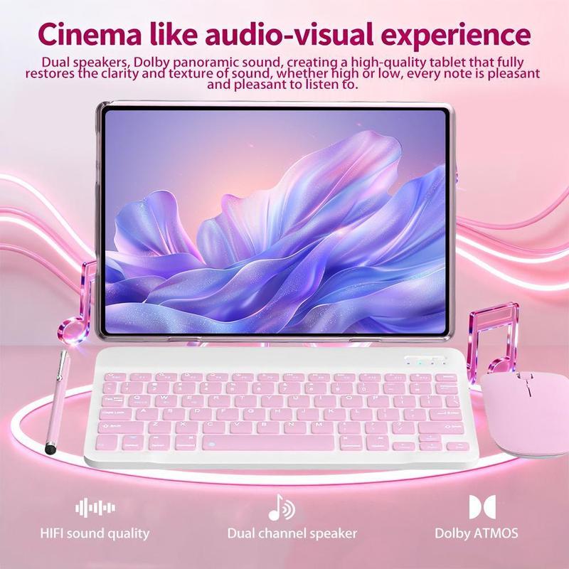 Android 15 Tablet 10.1", Tablet with Keyboard Mouse Stylus & Case, 4GB RAM 64GB ROM, Dual SIM, 1280x800 IPS, 13MP Camera, 5000mAh,for Valentine’s Day Gift