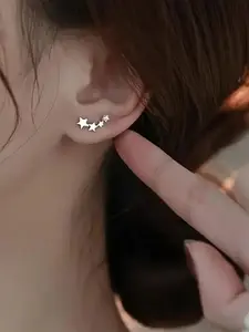 1 Pair Minimalist Star Design Stud Earrings, Casual Simple Earrings for Women, Ear Studs, Fashion Accessories for Daily Use, Stud Earring Jewelry