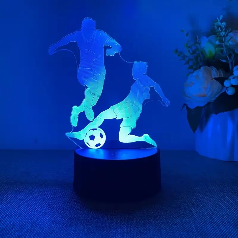 Creative 3D Football Action Night Light, USB Powered, Multiple Lighting Modes, Home Decor Light, Desk Decor Lamp, Bedroom Light, Birthday Gift, Holiday Present, Decorative Lighting