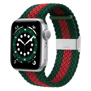 Watch band Compatible with Apple - Stretchy Nylon braided loop -  Adjustable Elastic Strap band -Watch Accessories /38/40/41mm 42mm/44mm/45mm Unisex 136/140