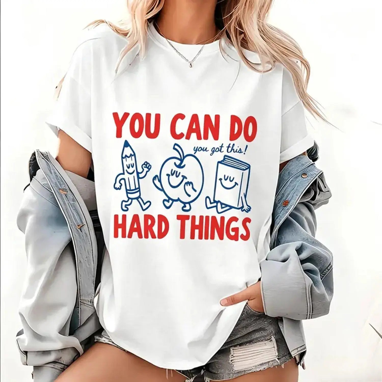 You Can Do Hard Things T Shirt Kindergarten Teacher Shirt Positive Affirmation Tee Classroom Apparel Mental Health School Top Casual Fashion Cotton Free Quality Tee
