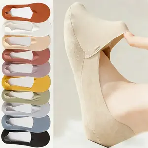 10 Pairs of Women's Invisible Cooling Socks – Comfortable, Breathable Cotton & Polyester Short Socks with Sponge Bottom, Ice Silk Cooling, Ultra-Thin for Summer, Seamless, Silk-Like Finish Womenswear
