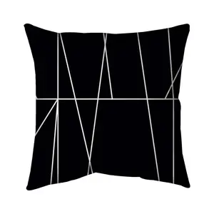 360 stand Abstract Shapes Throw Pillow, 26x26 in., Poly Twill Fabric, White Stripes on Black Background, Minimalist Modern Bedroom Decor, Decorative, Living Space