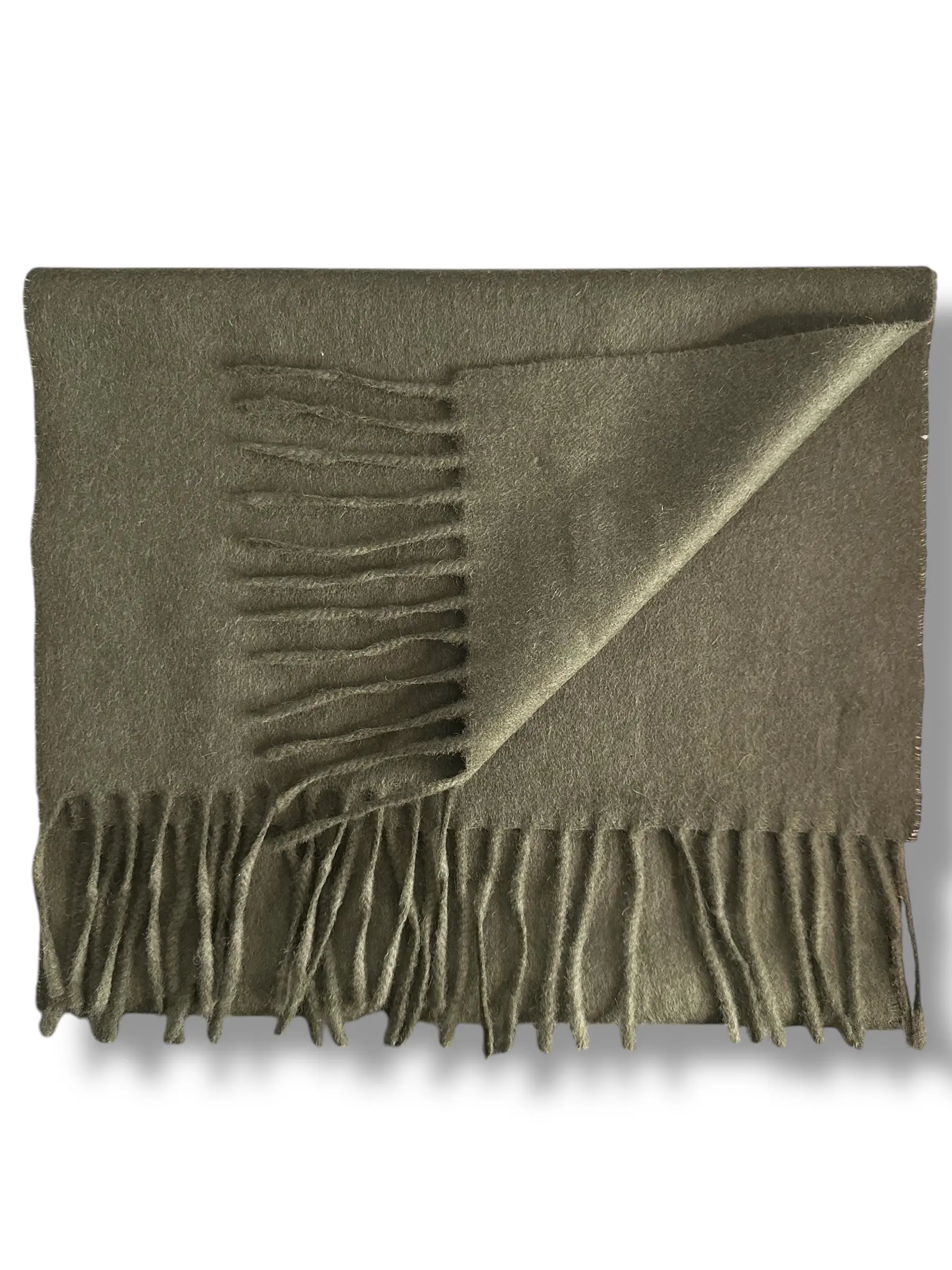 SUITCAFE Olive Green Camel Hair Scarf Made In Italy