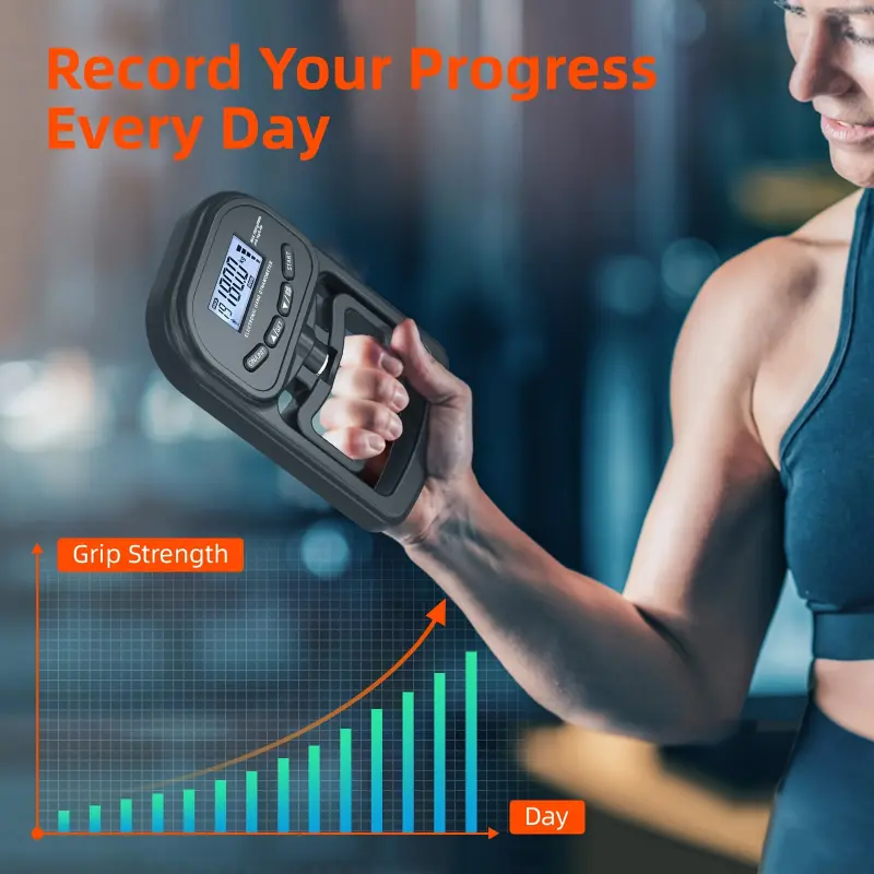 GTQPS Digital Hand Grip Strengthener - USB Rechargeable Dynamometer with Adjustable Handle, 396lbs/180kg Capacity, Precision Measurement for Fitness