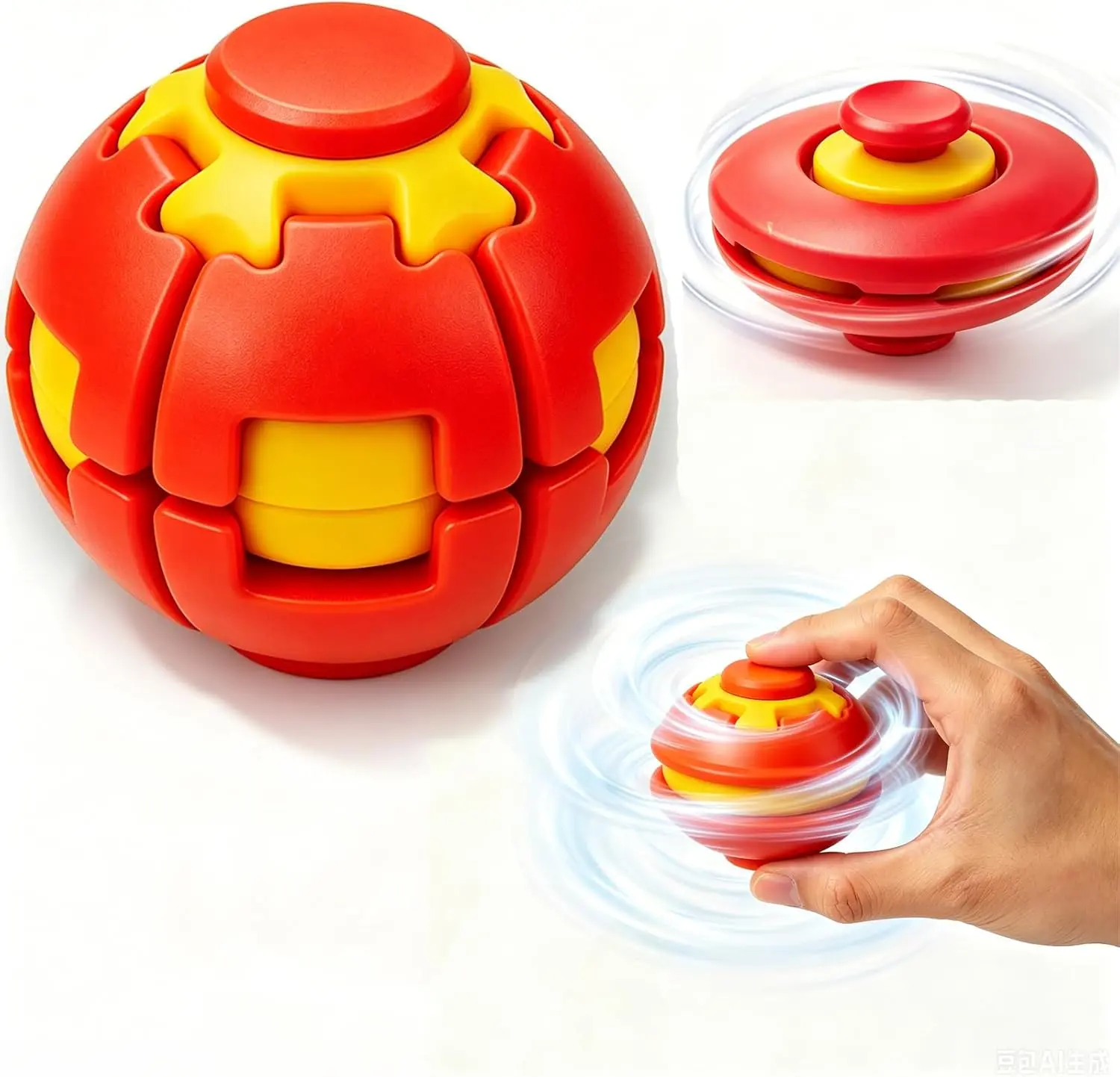 3D Printed Push & Spin Fidget Ball - Satisfying Sensory Desk Toy for Stress & Anxiety Relief, Portable EDC Tactile Fidget Sphere for Adults & Teens