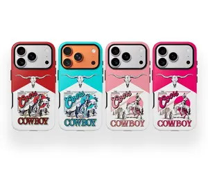 Western Cowboy Phone Case for iPhone 17 16 15 14 13 12 Pro Max Plus - Coastal Cowgirl Aesthetic Coors Inspired - Bull Skull Retro Desert Cover
