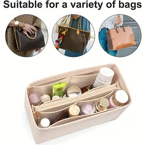 Handbag Organizer Insert Bag - Minimalist Solid Color Organizer For Shoulder Bag For Travel Use With Multi Pockets - For Women - Suitable for Travel & Everyday Use - Perfect Gift for Fashionistas