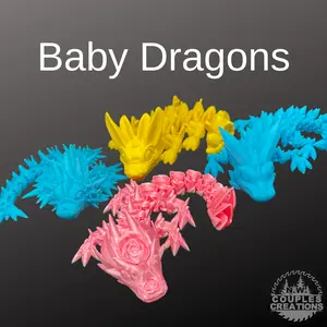NWCC Baby Dragons 3D Printed with PLA Filament - Unique Baby Dragons for Display, Available in Various Colors, Safe for the Environment
