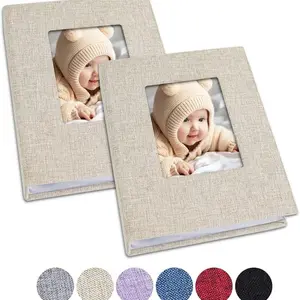 2pcs Small Photo Album 4x6 Photos, Linen Cover Mini Photo Book, 50-Page Holds 100 Pictures, Ideal for Families and Pets