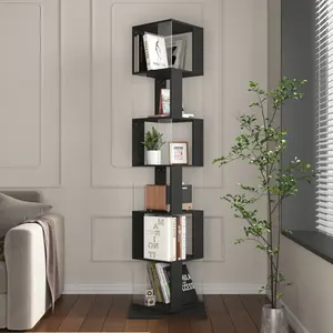 Bellemave 6 Tier Rotating Bookshelf with Anti-Toppling Base Multi-Function Creative Design for Living Room Space Saving Modern Furniture Large Capacity