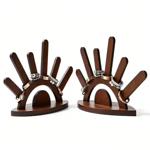 2 Pcs Wooden Ring Holder Jewelry Rack, Cute Jewelry Display Organizer for Women, Multi-Ring Storage Solution, Elegant Design