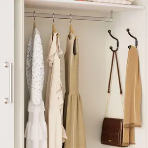 Wall Hooks for Hanging - Black Heavy Duty Coat Hanger Mount for Towels, Clothes, Backpacks, Purses, Bags, Robes, Keys, Hats - Screw-in Closet Hooks Waterproof Narrow Bathroom Locker with Wheels