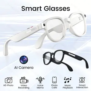 Smart camera glasses with 1080P high-definition video recording, AI smart glasses with voice recording, call and music playback, real-time translation, and image recognition, suitable for wearable video glasses for meetings, learning, and travel