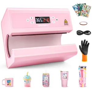 AKEYDIY Auto Tumbler Pink Heat Press Machine 30OZ Mug Press Automatic Rotation Full Print, Temp & Time Setting, Cup Transfer Machine for 11-30OZ Ceramic, Glass, w/Sublimation Papers, Heat Tape & Gloves,Christmas Gifts,Black Friday