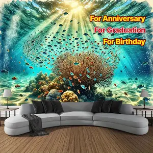 1pc Extra Large 243.84x182.88cm Vibrant Underwater Scene Tapestry - Polyester Wall Hanging with Coral Reef and Colorful Fish, Ideal for Living Room, Bedroom, Office Home Decor - Wedding, Birthday, Anniversary, Graduation, Event Decoration |   Vibrant Wall