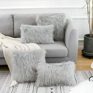 Imitation Wool Pillowcase without Pillow Core, Fuzzy Back Cushion Cover, Square Soft Pillow Cover For Home Sofa Bed, Bedroom Decorative Accessories, Home Textile