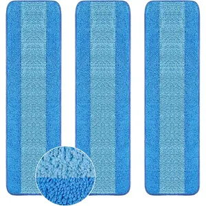 3 Pack Microfiber Cleaning Pads are Compatible with Bona Mop,18 Inch Replaceable Mop Pad Refill,Washable &  Blue Microfiber Mop Pads for Hardwood and Hard-Surface Floors