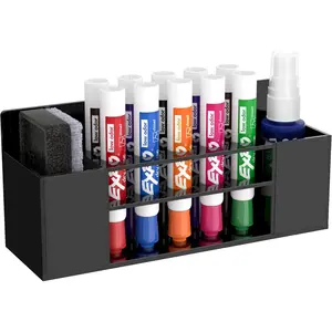 Dry Erase Marker Holder Wall Mount, 10 Slots Whiteboard Marker Holder for Office, School and , Marker, Eraser and Whiteboard Cleaner Not Included, Black