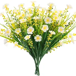 6 Bundles Outdoor Artificial Flowers, UV Resistant Plastic Fake Flowers, Indoor & Outdoor Planters, Garden, Porch, Yard, Window Sill Decor, Plastic Floral Plant, Faux Outdoor Flowers