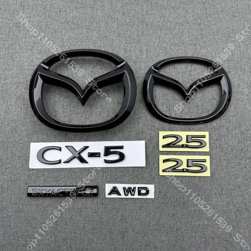 Car Front Grille Decorative Front Cover Badge Accessories for 2022-23-24-2025 Year MAZDA CX-5 Trunk Badge 2.5 AWD Emblems  Black