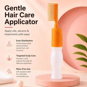110ml Hair Oil Applicator Bottle with Comb, Refillable Squeeze Root Comb Dispenser for Scalp Care, Hair Serum, Treatment Oil & Hair Dye Application, Portable Hair Care Tool for Home & Salon