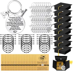 24 Sets Graduation Gifts Class of 2025 High School College Graduation Gift for Her Him Cap Box with Unisex Bracelets Quote Card Keychain for 5th 8th Grade Teen Middle School Senior Student