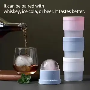3 piece Large Round Ice Ball Molds, Easy Release Easy Clean Leak-Proof Ice Trays, Stackable Space-Saving Freezer Special, Whiskey Cocktail Ice Making Tool, Restaurant Home Outdoor Party Multi-Scene Use