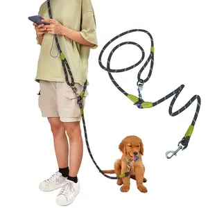 Hands Free Dog Leash Crossbody Dog Running Leash Handsfree Pet Rope for Hiking Training Heavy Duty Reflective Pet Walking Belt