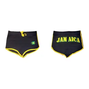 Women's Black Jamaica Letter Printed Shorts