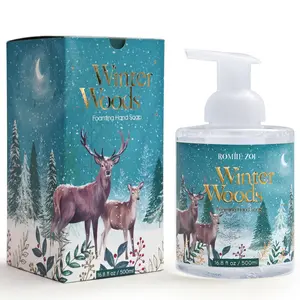 ROMIIE ZOI Christmas Foaming Hand Soap with Gift Box- Winter Woods, Infused with Winter Pine Aroma - 500ml/ 16.8 fl. Oz Floral Nail