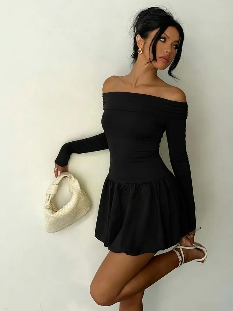 off the shoulder black dress with sleeves - TikTok Shop off the shoulder black dress with sleeves - TikTok Shop