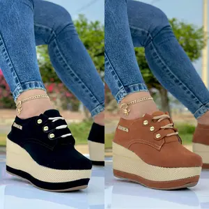 LISA// Sandal with 8cm Back and 8cm Front Platform Comfortable Espadrille Style Shoes with Pearl Decor