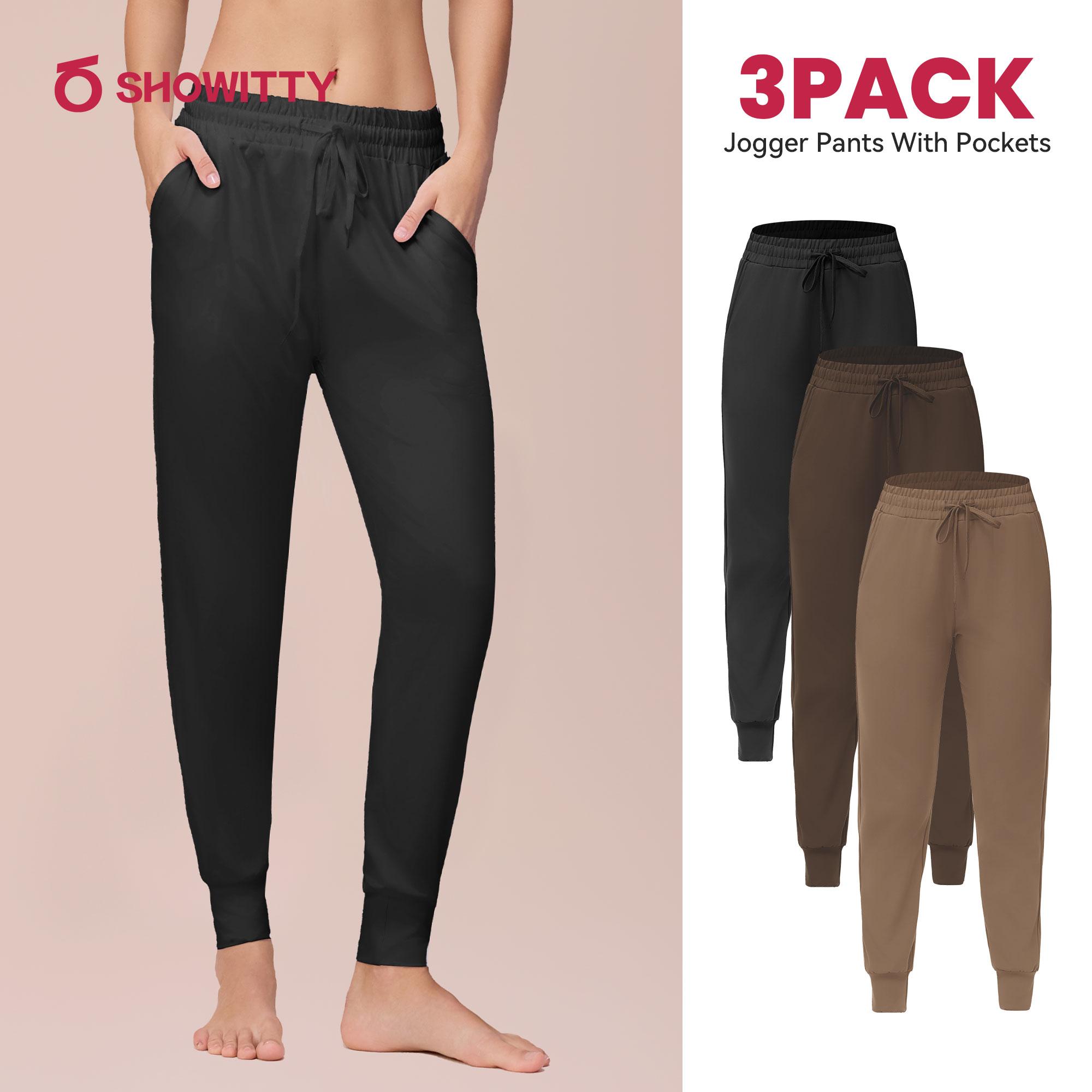 SHOWITTY Women's High Waisted 3 Pack Joggers – Lightweight Sweatpants with Pockets Comfy Yoga Pants for Workout, Casual Wear and Lounge#SummerWins#DealsForYouDays