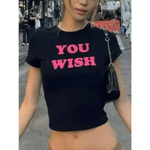 You Wish Baby Tee Y2K Slogan Shirt Hot Girl Baby Tee Flop Era Baby Tee VSCO Girl Shirt 2000s Aesthetic Pinterest Clothes Iconic Baby Tee