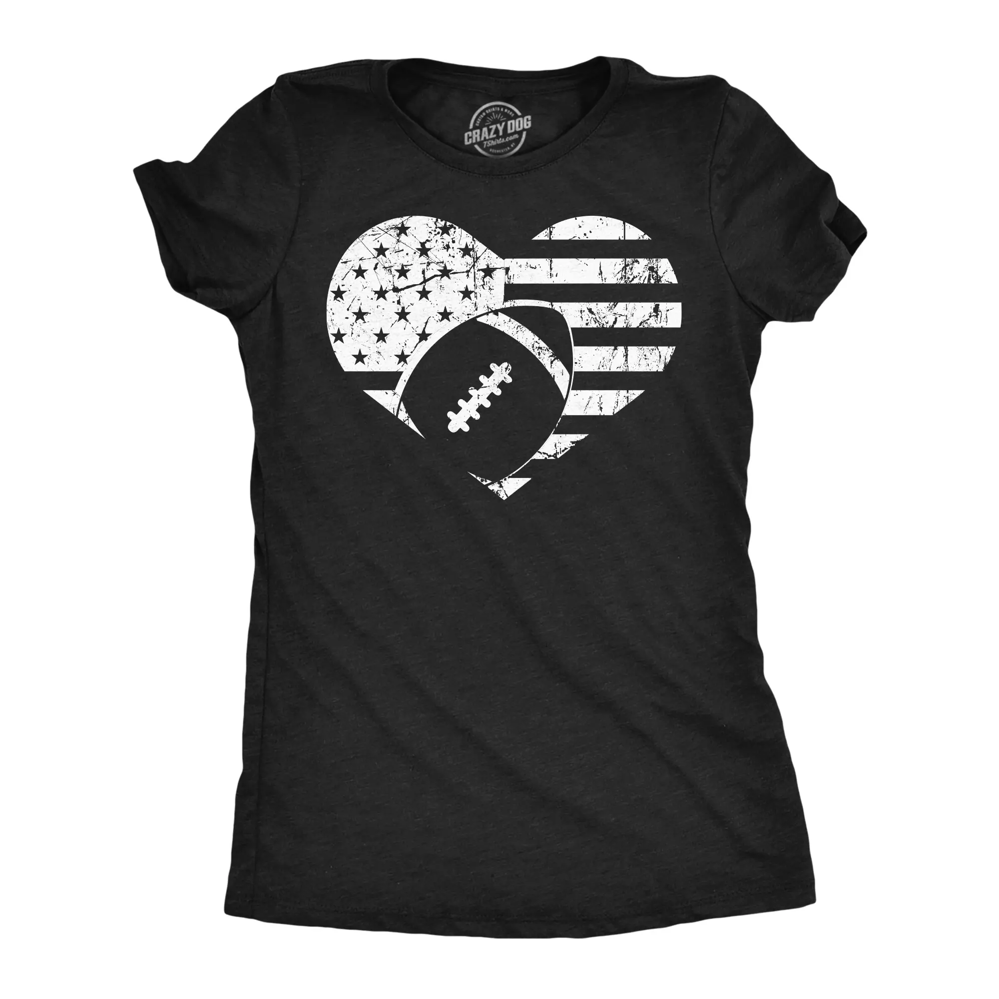 Womens Funny T Shirts Football Flag Fourth Of July Tee For Ladies Funny Womens T Shirts Cute Vintage Fashion Casual Ladies T-Shirt Gift Patriotic Tops for Women Funny Football Top Women's Novelty Tees Black -