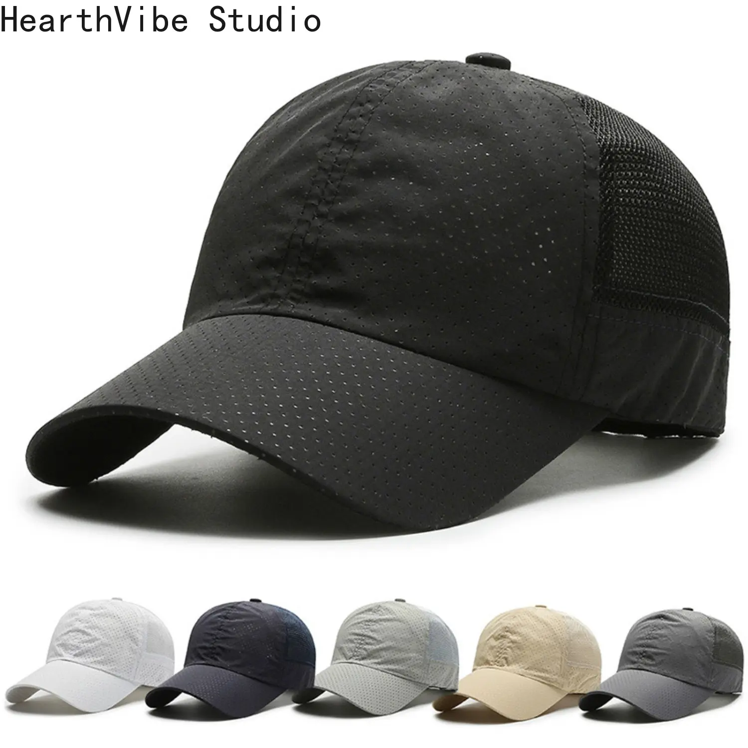 Unisex Breathable Mesh Sports Outdoor Hat, Black Outdoor Sun Cap for Men and Women, Sports Outdoor Hats