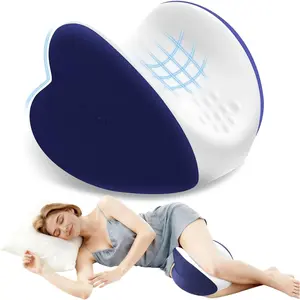 Heart-Shaped Memory Foam Knee Wedge Pillow for Side Sleepers, Leg-Elevating Pillow for Knees and Hip Joints Between Legs, Blue