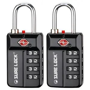SURE LOCK TSA Approved 4-Digit Resettable Combination Luggage Locks with Open Alert, Easy-Read Dials - for Luggage, School Lockers, Gym, Office, Toolbox & Security Cases