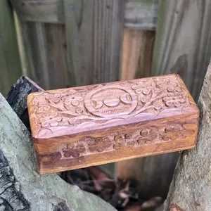 Triple Moon Wooden Handcrafted Box (medium)