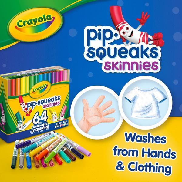 Crayola Pip-Squeaks Skinnies Washable Markers (64ct) – Mini Coloring Markers for Kids Craft Supplies, Ages 3+