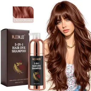 Cherry Brown Hair Dye Shampoo 5-in-1 for Gray Hair Coverage, Long Lasting Hair Color Shampoo with Herbal Extracts for Women & Men, Shampoo Para Pintar el Cabello, 200ml