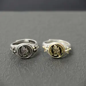 Praying Hands Ring – Adjustable Open Ring for Men & Women, Faith & Prayer Ring, Meaningful Gift