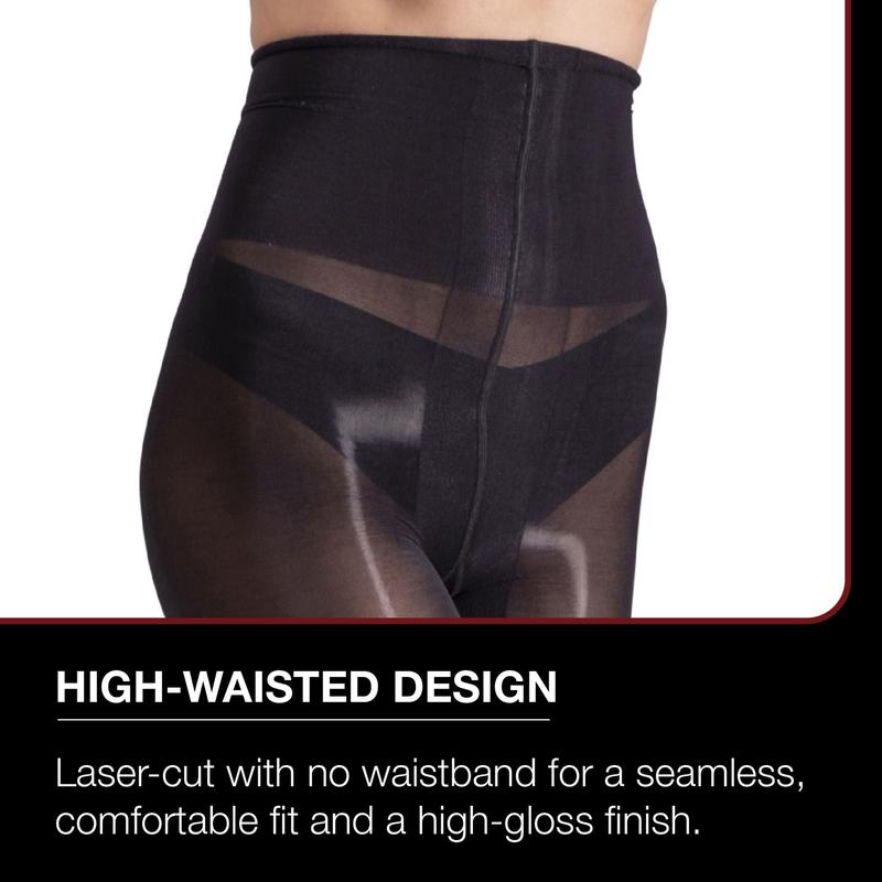 LECHERY Lustrous Shiny Sheer Pantyhose – High-Shine Ultra-Sheer 20 Denier Nylon Blend, Seamless High-Waist Laser-Cut Design, Ladder-Resistant Knit