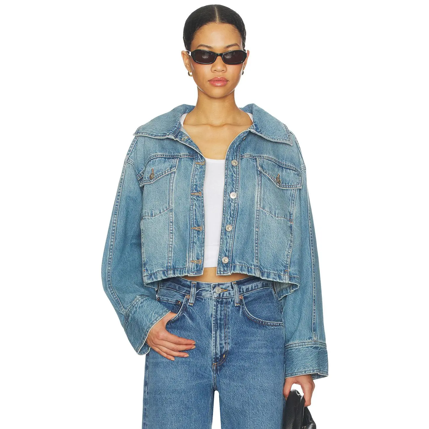 Free People Side To Side Jacket in River Wash