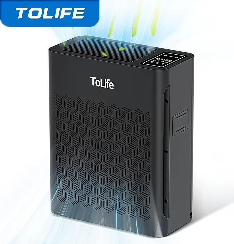ToLife NEW - TZ-K2 Air Purifier (Covers up to 1095 Sq Ft) - HEPA Filter, Removes Smoke, Pollen, Pet Dander, PM2.5 Display, Auto Mode, Timer, Ideal for Large Rooms