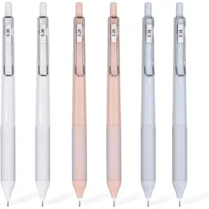 6 count Gel Pen set, Black Ink Pens 0.18mm /0.28mm / 0.38mm Ultra Fine point Smooth Writing Pens with  Grip, Retractable Cute Pens for Journaling NoteTaking sketching drawing stationery